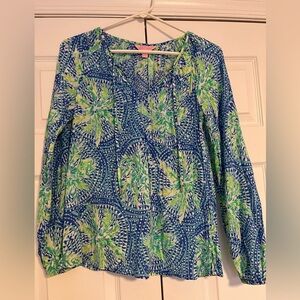 Lilly Pulitzer Blue and Green Patterned Top